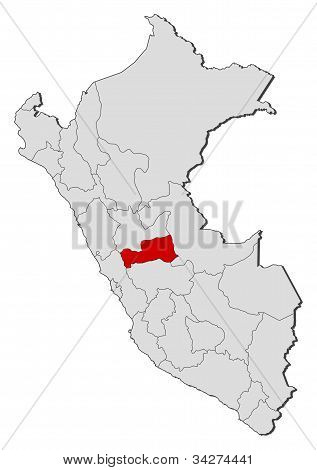 Mapa del Perú, Pasco destacada