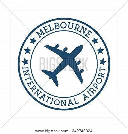 Melbourne International Airport Logo. Airport Stamp Vector Illustration. Melbourne Aerodrome.