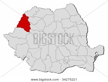 แผนที่ของประเทศโรมาเนีย Bihor ที่เน้น