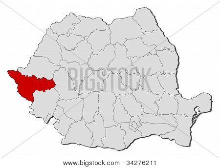 Mapa de Rumania, Timis destacada