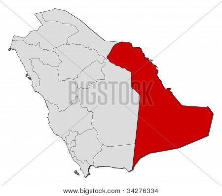 Map Of Saudi Arabia, Eastern Province Highlighted