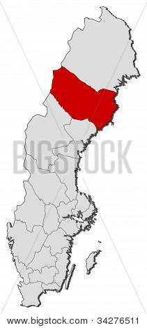Map Of Sweden, Västerbotten County Highlighted