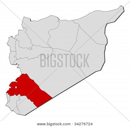 Suriye, vurgulanan Rif Dimashq Haritası