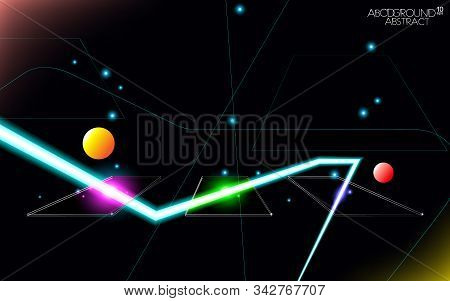 Minimalism Multi-colored Glass Hi-tech Abstract Background. Design Glowing Neon Technology Rgb Doubl