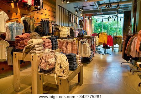 BERLIN, GERMANY - CIRCA SEPTEMBER, 2019: interior shot of Superdry store in Berlin.