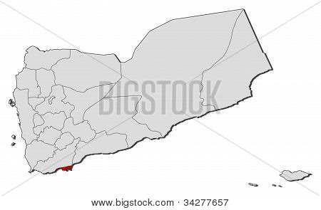 Map Of Yemen, Adan Highlighted
