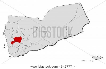 Mappa dello Yemen, Dhamar evidenziata
