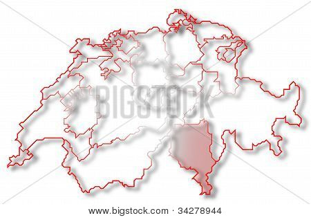 Swizerland, 티치노 강조의 지도