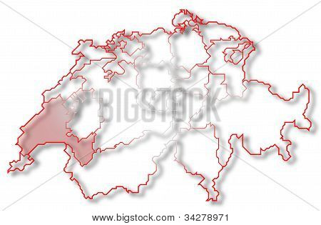 Mapa Swizerland, Vaud, wyróżnione