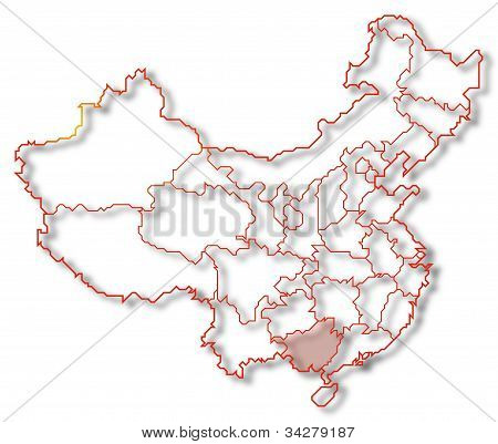 Kiina, Guangxi, korostettu kartta