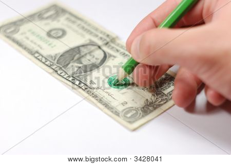 Man Drawing A Counterfeit Bill