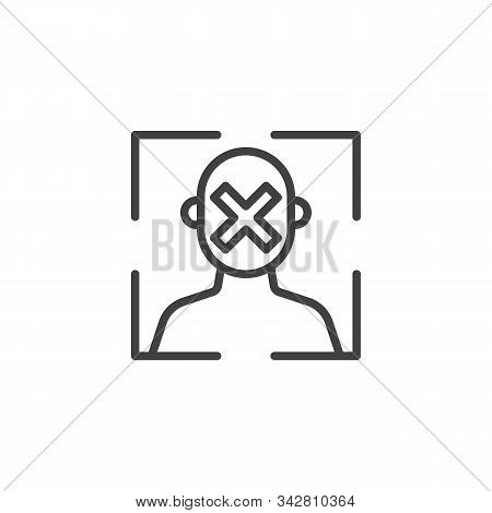 Face Scan Rejection Line Icon. Facial Recognition Linear Style Sign For Mobile Concept And Web Desig