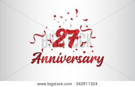 Anniversary Celebration Background. With The 27th Number In Gold And With The Words Golden Anniversa
