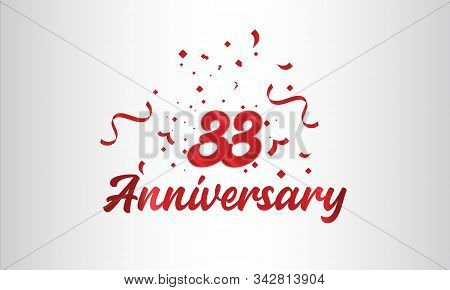 Anniversary Celebration Background. With The 33rd Number In Gold And With The Words Golden Anniversa