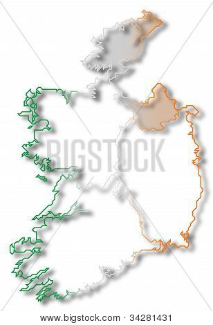 Mapa Irska, Ulster zvýrazněny