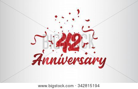 Anniversary Celebration Background. With The 42nd Number In Gold And With The Words Golden Anniversa
