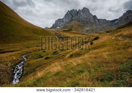 Valley Near Chaukhi Mountain Near Juta, Georgia