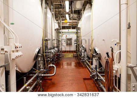 Passageway Between Serving Vessels, Beer Pressure Lagering Bright White Tanks, Brewing Process Pipin