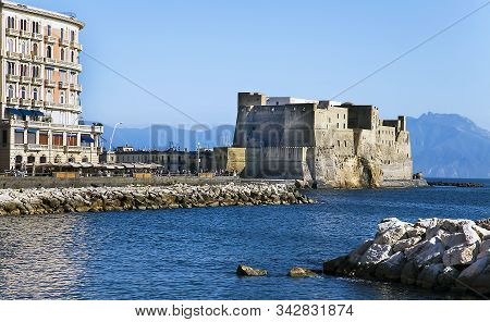 Castel Dell'ovo, A Medieval Fortress In The Bay Of Naples. Italy