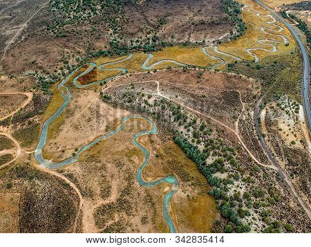 Aerial View Of Sevier River In Utah, Usa