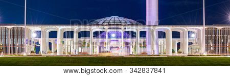 ALBANY, NEW YORK, USA - OCTOBER 7, 2016: The State University of New York (SUNY) at night. Albany is one of four of SUNY's university centers.