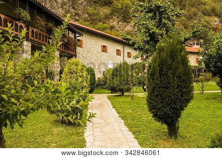 The Library, Courtyard, The Belfry And The Church Of  Assumption Of Mary In Serbian Orthodox Monaste