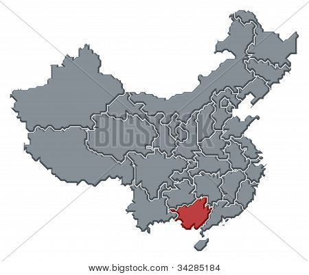 Kiina, Guangxi, korostettu kartta