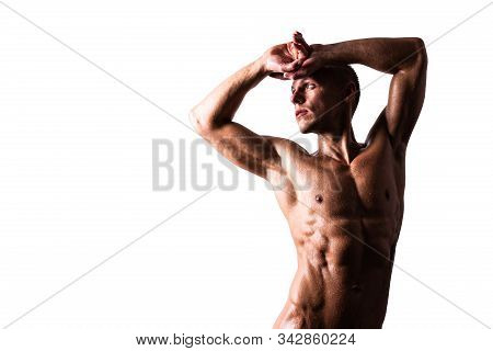 Handsome Man With A Naked Torso. Isolated On A White Background.