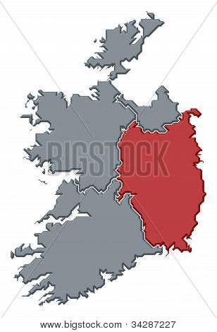 Mapa Irska, Leinster zvýrazněny
