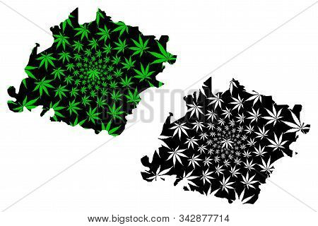 Ibb Governorate (governorates Of Yemen, Republic Of Yemen) Map Is Designed Cannabis Leaf Green And B