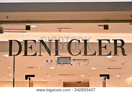 Warsaw,poland. 16 March 2018. Sign Deni Cler. Company Signboard Deni Cler.