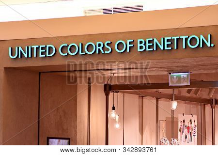 Warsaw,poland. 16 March 2018. Sign United Colors Of Benetton. Company Signboard United Colors Of Ben
