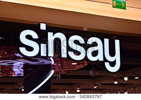 Warsaw,poland. 16 March 2018. Sign Sinsay. Company Signboard Sinsay.