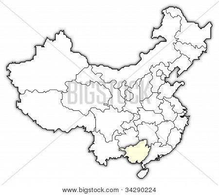 Kiina, Guangxi, korostettu kartta