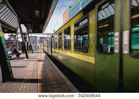 Passengers Walking On The Platform Of Connolly Dart Train Station In Dublin