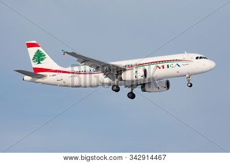 Frankfurt / Germany - December 8, 2012: Mea Middle East Airlines Airbus A320 F-omro Passenger Plane 