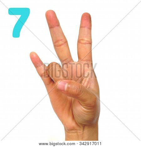 Sign Language Number 7 For The Deaf . Fingerspelling In American Sign Language (asl). Hand Gesture N