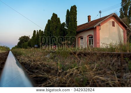 Sacalaz, Romania - August 27, 2019: Sacalaz Train Sation Halt
