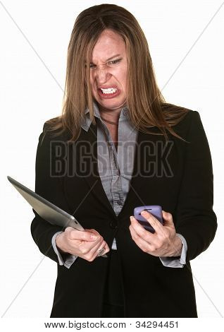 Obchodní Lady s technickými problémy