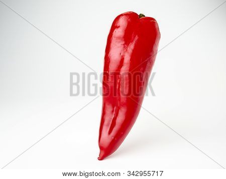 Red Sweet Pepper Varieties Ramiro .on White Background.insulation