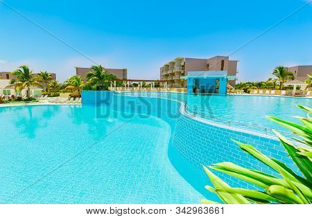 Las Brujas, Cayo Santa Maria, Cuba, June 19, 2019 Beautiful Amazing Inviting View Of Swimming Two Le