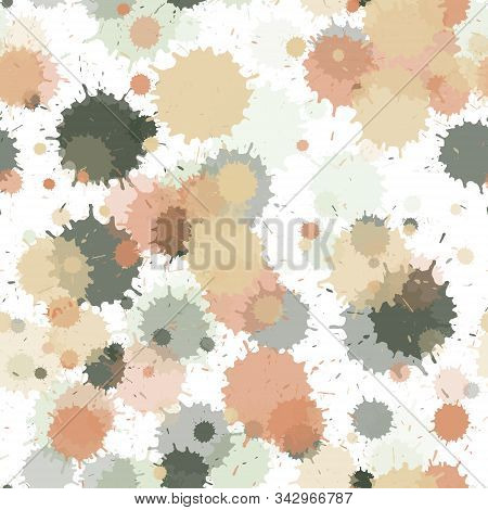 Paint Transparent Stains Vector Seamless Wallpaper Pattern. Hipster Ink Splatter, Spray Blots, Mud S