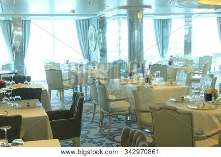 Amsterdam, The Netherlands - August 2nd 2014: Costa Neoromantica Restaurant