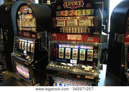 Amsterdam, The Netherlands - August 2nd 2014: Costa Neoromantica Interior Of Casino Area
