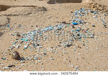 Microplastic Pollution Littering Waimanalo Beach In Hawaii