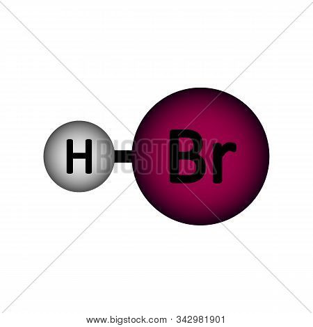 Hydrogen Bromide Molecule Icon On White Background. Vector Illustration.