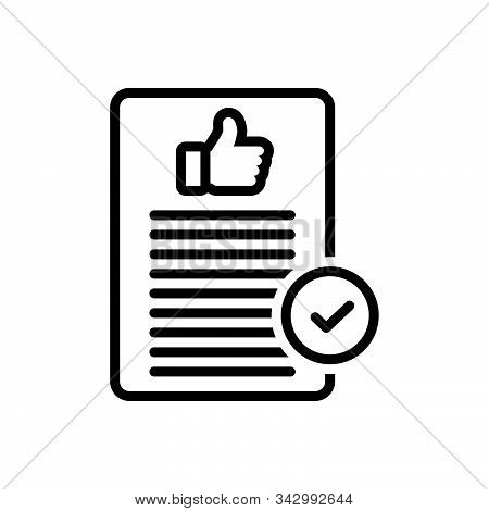 Black Line Icon For Acceptable Admissible Agreeable Approval Thumb Ok