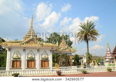 Phayao, Thailand  - 21 December, 2019 : Wat Nantaram Is A Tai Yai (shan-style) Community Temple In C
