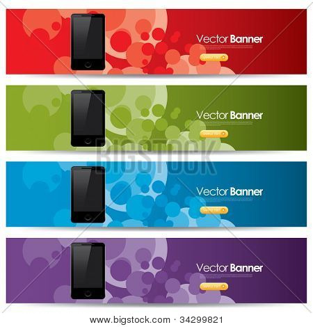 vektor hjemmeside bannere, smart telefon fremme