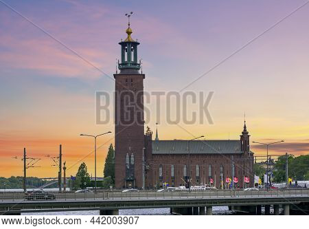 Stockholm City Hall Building At Sunset, Sweden